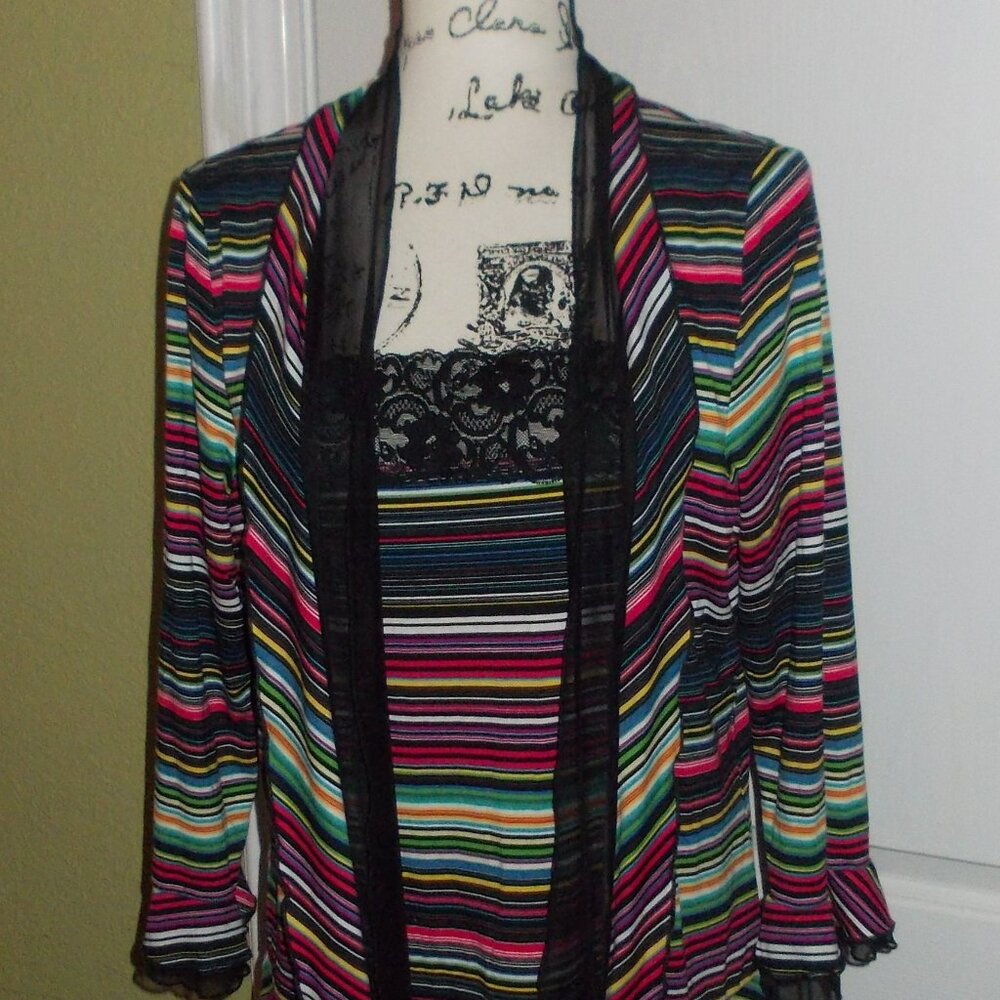 Simon Chang Striped 2 Piece Blouse XL